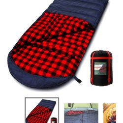 PALLYGO Adults 0 Degree Sleeping Bag, Cotton Flannel for Winter Cold Weather Camping
