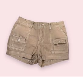 Khaki Cargo Shorts with Contrast Stitching