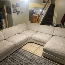 Light Beige Sectional Sofa With Extra Wide Chaise