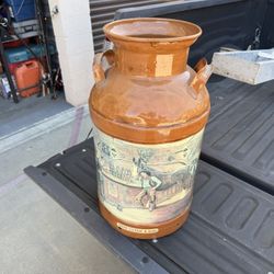 old painted milk can great piece 