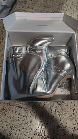 DREAM PAIRS White Knee High Stiletto Boots Buckle Studded Zip Faux Leather Women