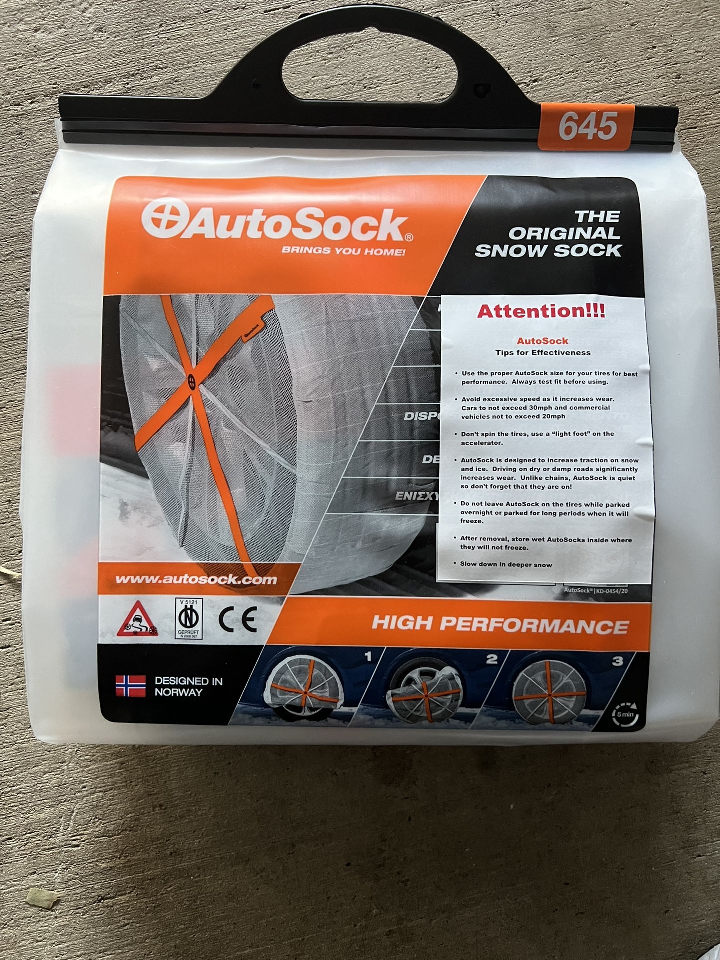 Tire Sock Autosock 645 For Auto Tires In Snow