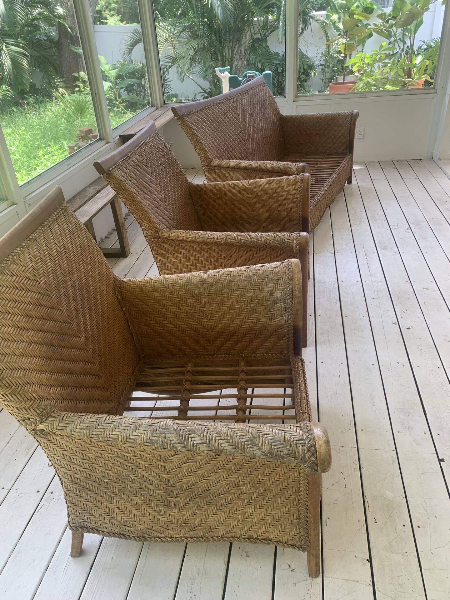 Rattan Furniture (bench, 2 chairs)