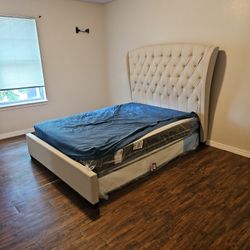 Almost New Queen Bed With Two New Mattress 