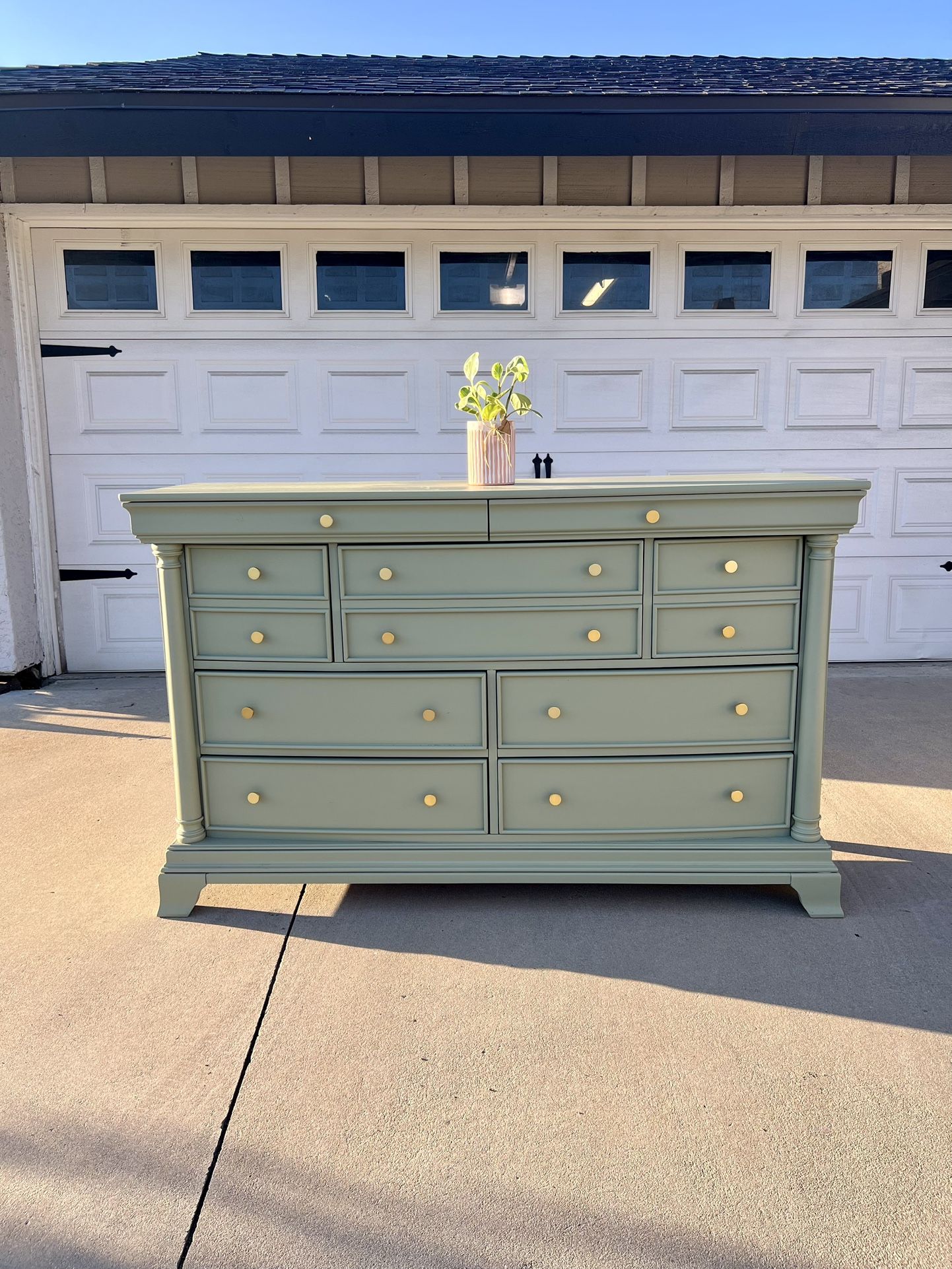 Beautiful Green Dresser With Gold Hardware