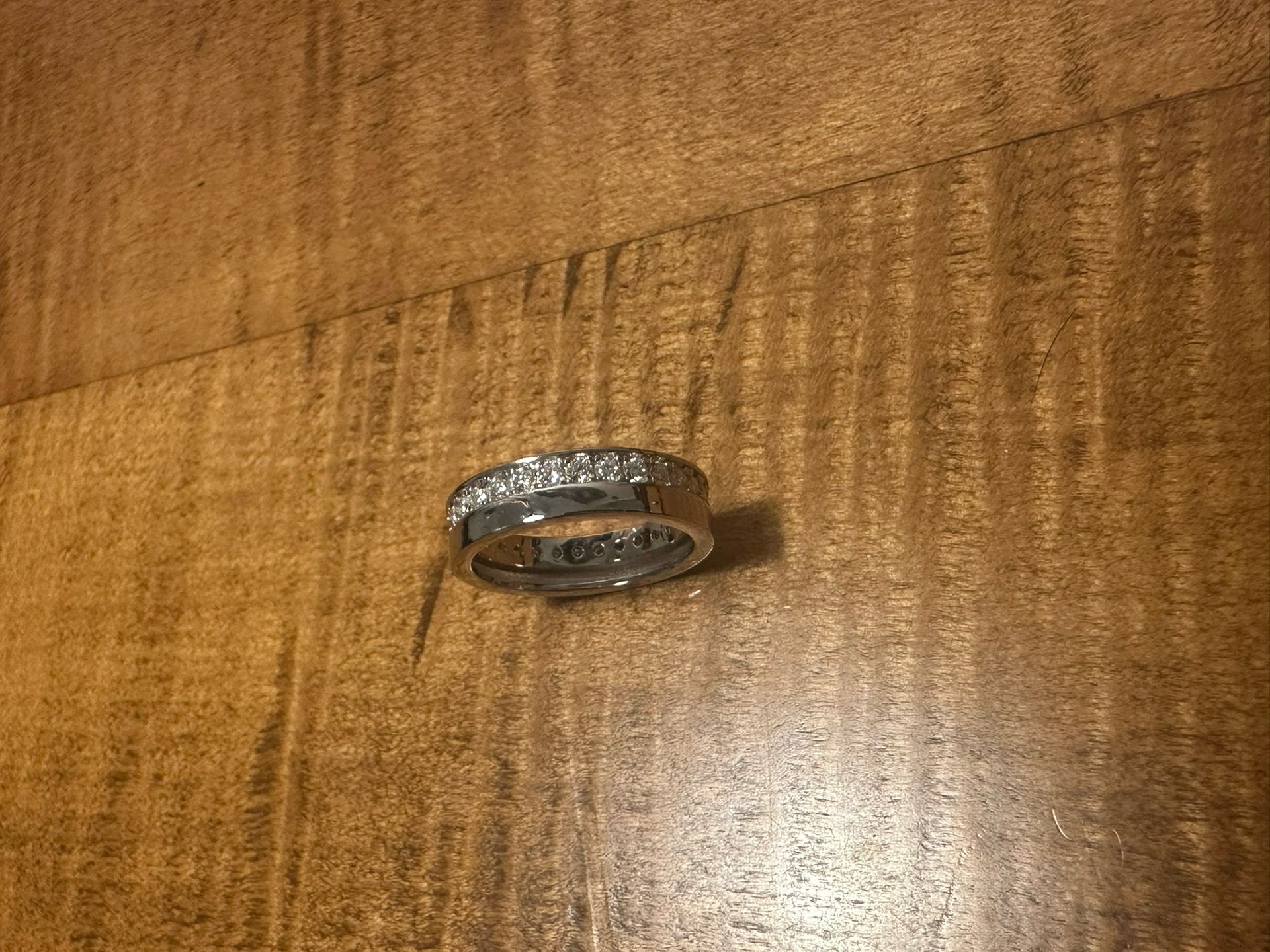 Size 6, unisex moissanite ring with sterling silver band.