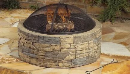 Brand new patio stone wood Fire pit 37”