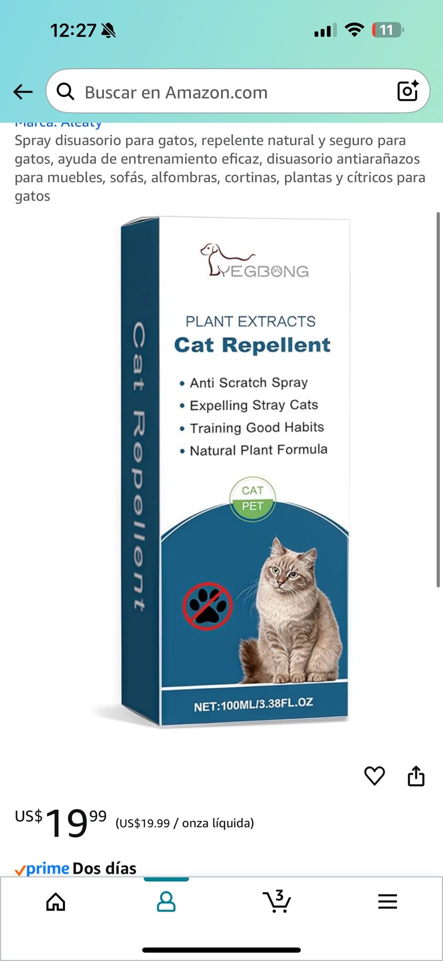 Spray disuasorio para gatos