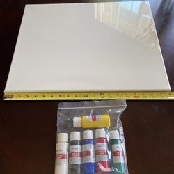 Art Supplies - Canvas + Set Of 6 Acrylic Paints + More