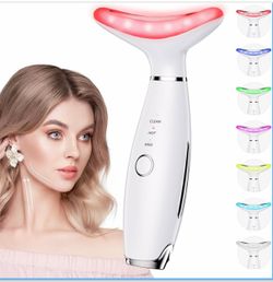 7 Color Galvanic Machines - Red Light Therapy for Face and Neck, Face Massager Tool for Wrinkles, Double Chin, Vibrating Facial Massager with Thermals