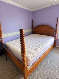 Wood Four-Poster Bed Frame