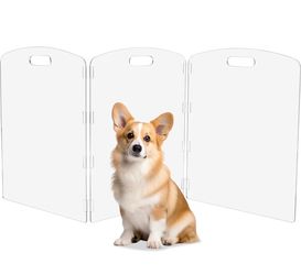 Clear Acrylic Freestanding Folding 3-Panel Pet Gates for Dogs, Puppies, and Cats - 24"H × 60"W