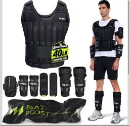 Weighted Vest Men,20lb/30lb/40lb/50lb/60lb Adjustable Weight Vest Body Weights with Adjustable Steel Plates Weights, Ankle Weights, Wrist Weights, Leg