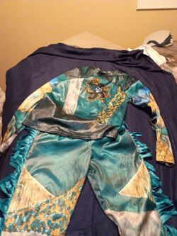 Teal Two-Piece Costume with Fringe and Sequins