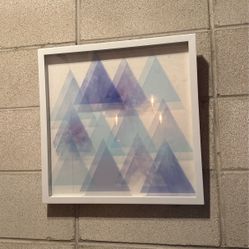 2 Wall Art Geometric Triangles Blue Purple