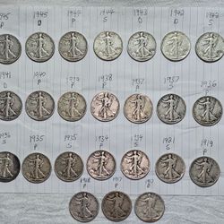 24 SILVER Walking Liberty Half Dollars