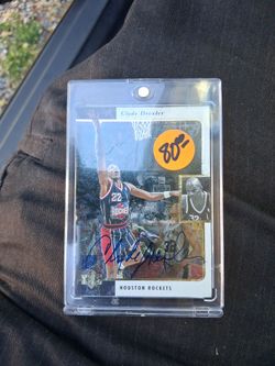 95-96 upperdeck Clyde Drexler on card autograph