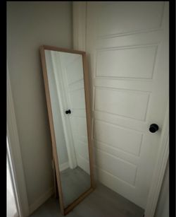 Full-Length Floor Mirror with Wood Frame