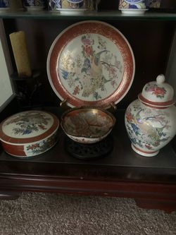 Asian Porcelain Decorative Set – 4 Pieces