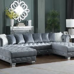 Velvet Double Chaise Couch 