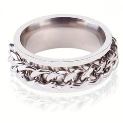 New Silvertone Spinning Fidget Ring Size 8