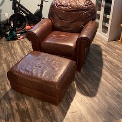 Leather Chair and Ottoman