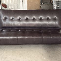 Tufted Futon Convertible Sofa Bed Sleeper Couch- Dark Brown Faux Leather