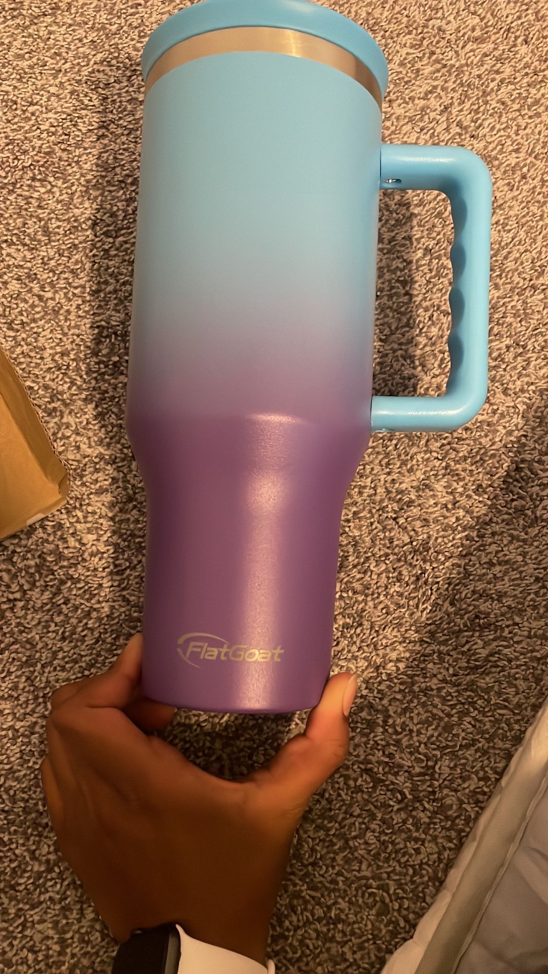 40oz Flat Goat Tumbler with Straw – Purple/Blue Ombre