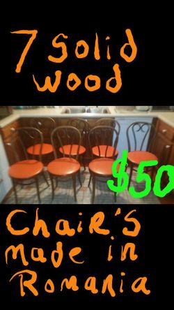 7 solid wood chairs made in Romania