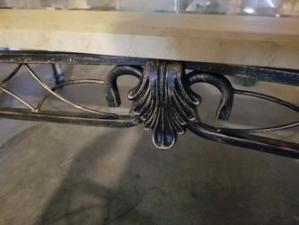 Coffee table glass top with brass frame