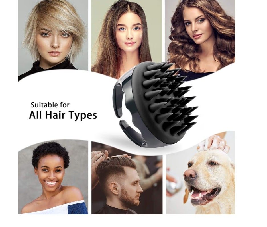 Hair Shampoo Brush, Shampoo Comb, Portable Head Cleaning Wash Scalp Massage Comb (Black)