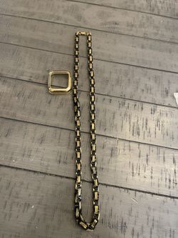 Gold plated necklace & apple watch