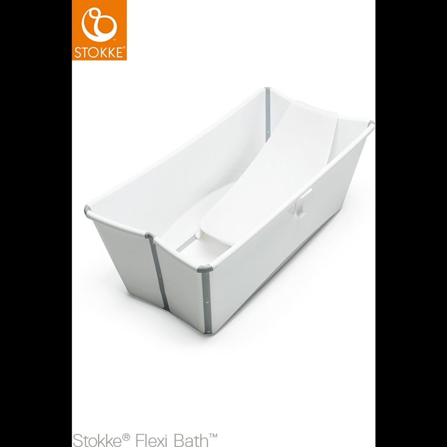 Stokke Flexi Bath, White - Foldable Baby Bathtub - Durable & Easy to Store - Convenient to Use at Home or Traveling - Best fo
