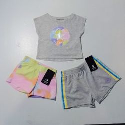 BUNDLE DEAL GIRLS CONVERSE TODDLER T-SHIRT SHORTS * NWT * 18M 24M 6X