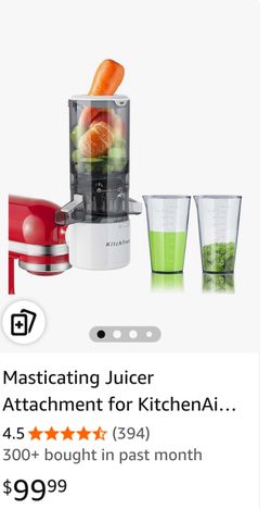 Slow Cold Press Juicer Attachment for KitchenAid Stand Mixer, 4.2" Large Feed Chute Fit Whole Vegetables & Fruits, Masticating Juicer Attachment for K