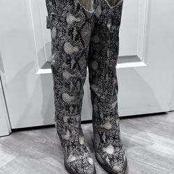 Snake Skin Pattern, Knee-High Boots