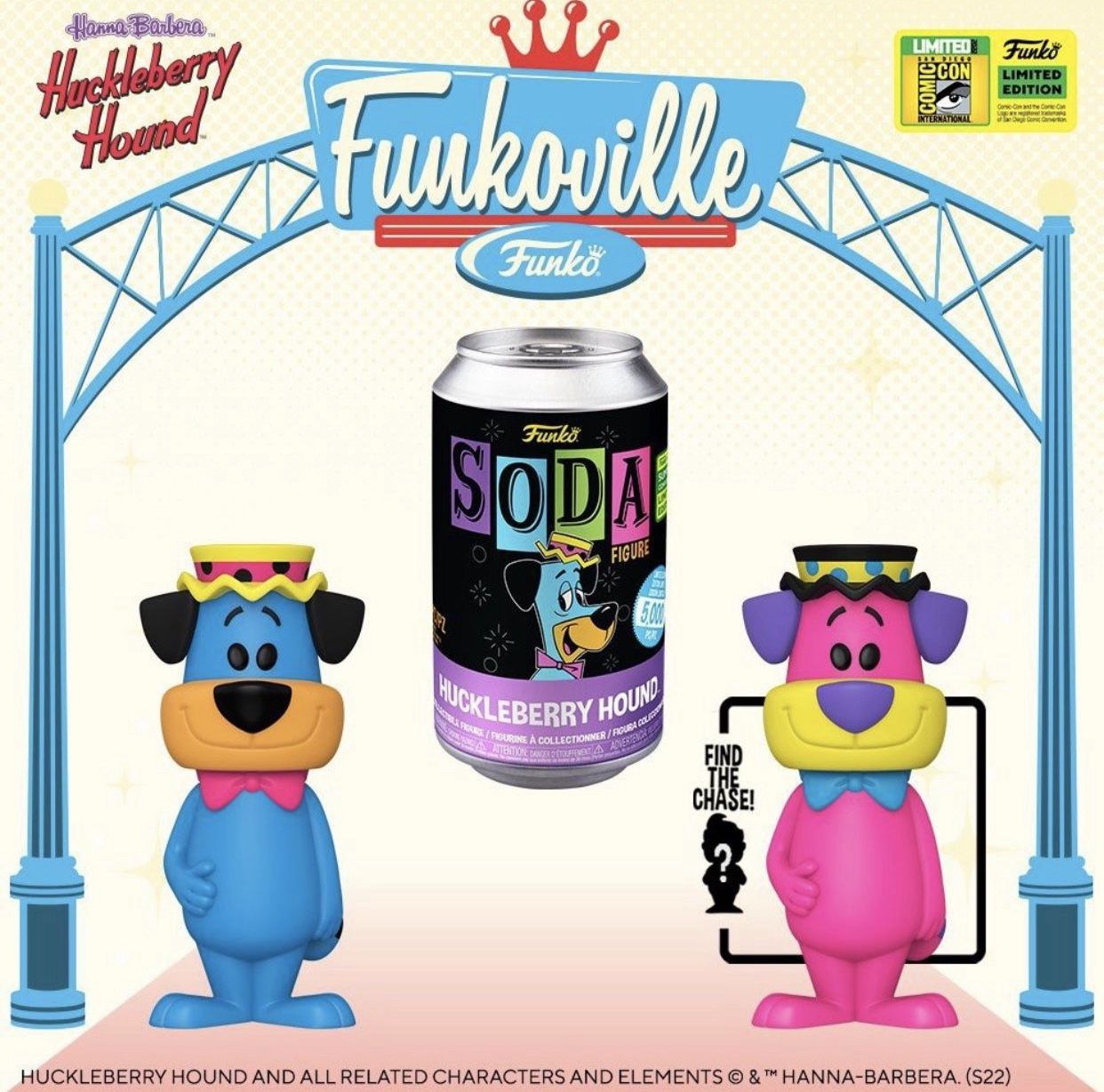 (NEW) Funko Soda Hanna-Barbara Huckleberry Hound Blacklight Soda (SDCC 2022 Exclusive)(LE 5,000) Perfect Gift for any Hanna-Barbara Collector