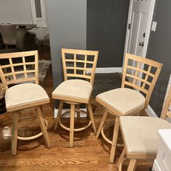 4 Wood Swivel Counter Stools 