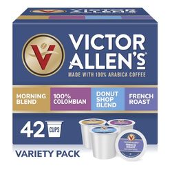 Victor Allen's Coffee Variety Pack (Morning Blend, 100% Colombian, Donut Shop Blend, French Roast), 42 Count, Single Serve Coffee Pods for Keurig K-Cu