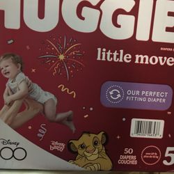 Huggies Box Little Movers Size 5 Diapers—-50ct