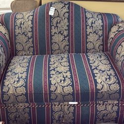 Allen White Royal Green Stripped Loveseat 