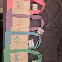Trader Joe's Mini Pastel Canvas Tote Bags
