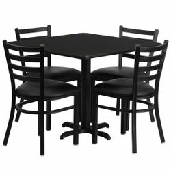 Restaurant dining table and chairs
