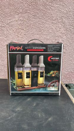 Parini 4 piece auto-pour sauce disensers