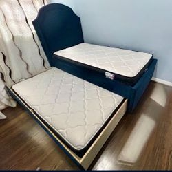 Velvet Twin Bed With Trundle 
