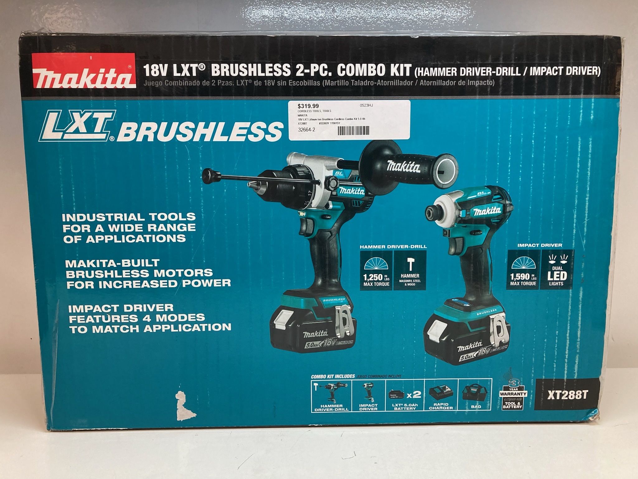 Makita XT288T 18V LXT Lithium-Ion Brushless Cordless 2-Piece Combo Kit