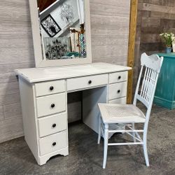 DESK or vanity—painted white & distressed farmhouse style 