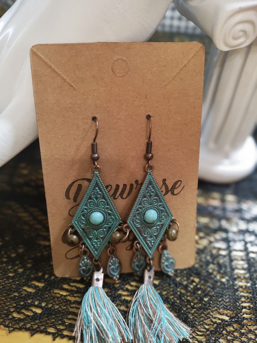 Diamond Dangle Silver Tone Earrings