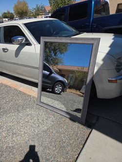 Large Wall Mirror with Gray Wood Frame