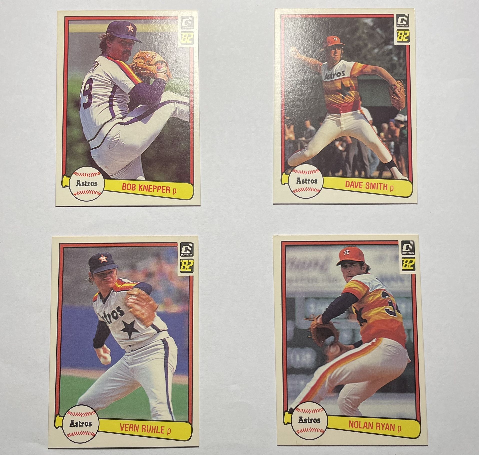 1982 DONRUSS Houston Astros Baseball Cards - Lot of 4